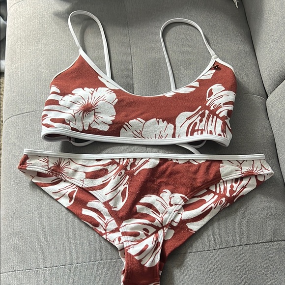 Roxy Other - Floral Burnt Orange and White ROXY Bikini Set